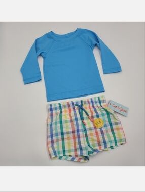 NEW Hanna Andersson baby boy blue rashguard and coordinating swim trunks